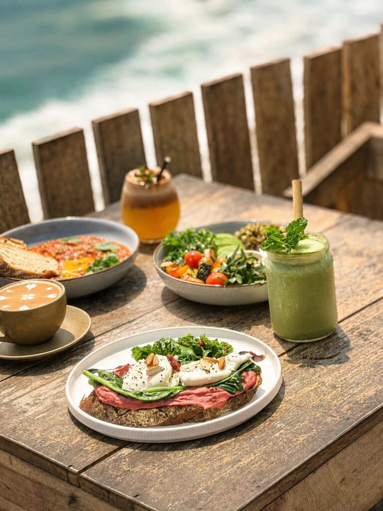Brunch bowls above the surf