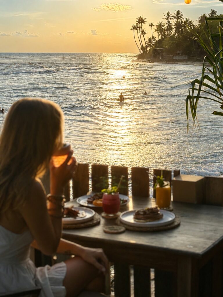 A drink with an ocean view